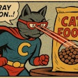 Superhero Cat Using X Ray Vision To Look Inside A Bag Of Cat Food